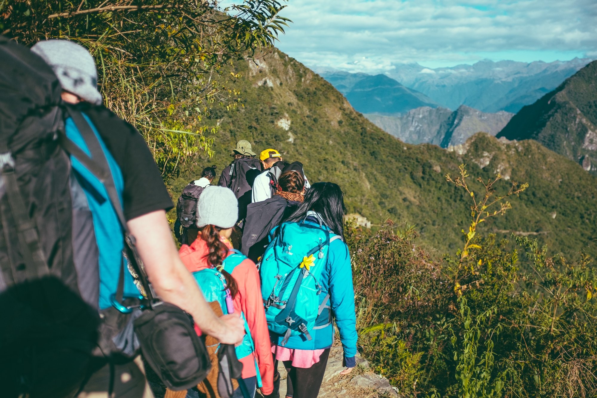 group of hikers on mountain